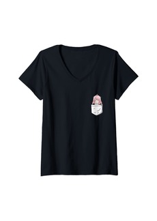 Womens Kawaii Cute Anya In The Pocket Spy x Art Family V-Neck T-Shirt