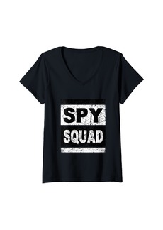 Womens Retro Spy Squad Shirt Secret Agent Shirt Inspector Spy V-Neck T-Shirt