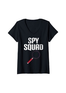 Womens Sarcastic Spy In Disguise Spy Birthday Party Spy Squad V-Neck T-Shirt