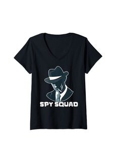 Womens Sarcastic Spy Squad Spy Birthday Party Spy In Disguise V-Neck T-Shirt
