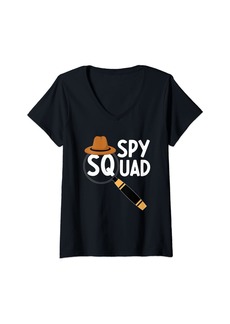 Womens Spy Squad – Investigator Espionage Secret Team Detective V-Neck T-Shirt