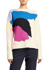 St. John Abstract Floral Intarsia Knit Sweater