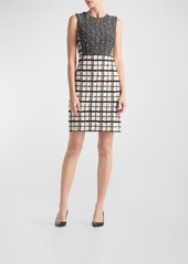 St. John Bonded Multi Slub Plaid Tweed Knit Mini Dress