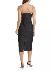 St. John Chain-Link & Metallic Tweed Midi-Dress