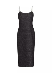 St. John Chain-Link & Metallic Tweed Midi-Dress