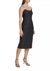 St. John Chain-Link & Metallic Tweed Midi-Dress