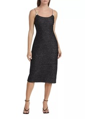 St. John Chain-Link & Metallic Tweed Midi-Dress