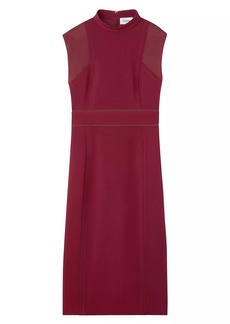 St. John Collection Line Sleeveless Cady Midi-Dress