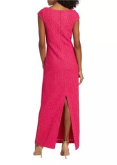 St. John Evening Soft Boucle V-Neck Gown