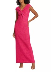 St. John Evening Soft Boucle V-Neck Gown