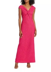 St. John Evening Soft Boucle V-Neck Gown