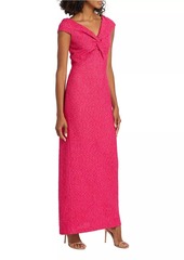 St. John Evening Soft Boucle V-Neck Gown