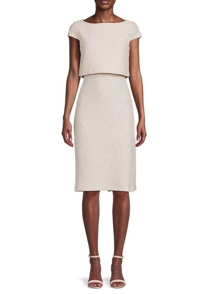 St. John ​Float Top Sequin Knit Sheath Dress