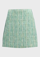St. John Grosgrain Side-Stripe Metallic Slub And Tape Tweed Mini Skirt