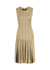 St. John Metallic Cable Stripe Knit Dress