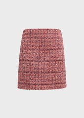 St. John Metallic Side-Stripe Textured Slub Tweed Mini Skirt