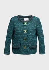 St. John Metallic-Trim Jewel-Button Italian Slub Tweed Jacket