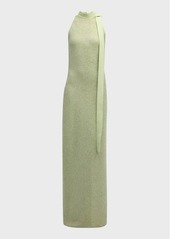 St. John Paillette Knit Neck-Scarf Halter Gown