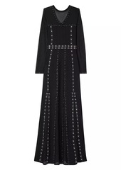 St. John Rhinestone-Embellished V-Neck Gown
