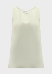 St. John Scoop-Neck Slits Silk Crepe De Chine Top