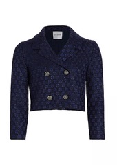St. John Sequin Check Knit Cropped Jacket