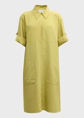 St. John Short-Sleeve Silk Crepe De Chine Shirtdress