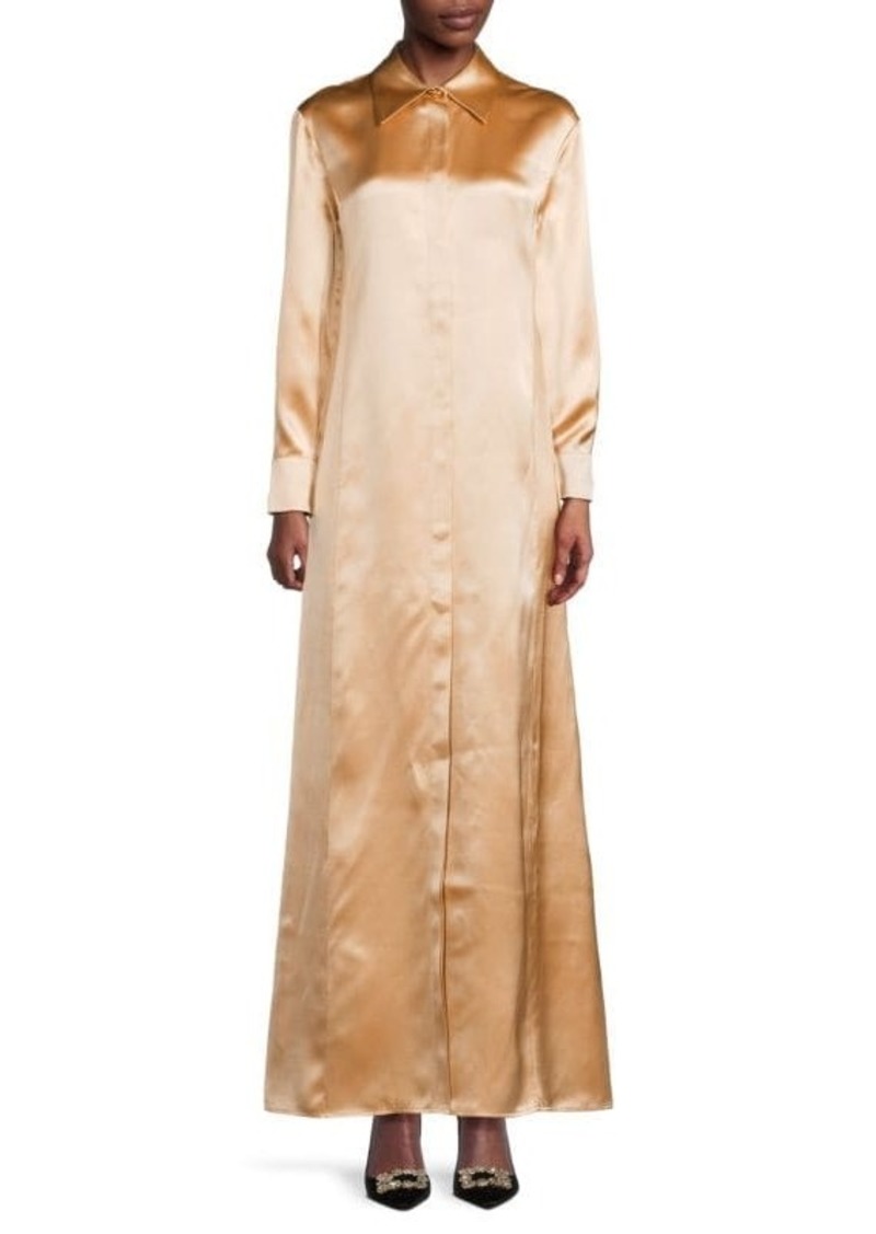 St. John Silk Blend Maxi Shirt Dress