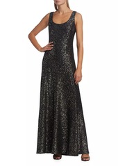 St. John Sleeveless Sequin Evening Gown