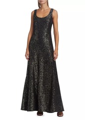 St. John Sleeveless Sequin Evening Gown