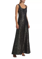 St. John Sleeveless Sequin Evening Gown