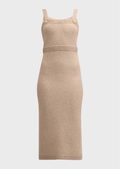 St. John Square-Neck Sleeveless Paillette Twill Dress