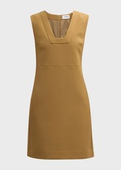 St. John Square-Neck Sleeveless Stretch Crepe Mini Suiting Dress
