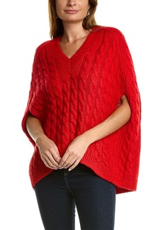 St. John Cable Knit Wool-Blend Poncho