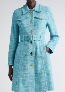 St. John Collection Belted Longline Eyelash Tweed Jacket
