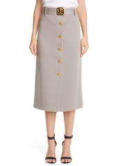 St. John Collection Belted Ottoman Knit Wool Skirt