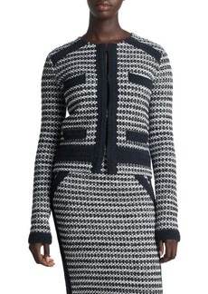 St. John Collection Bicolor Mixed Knit Crop Jacket