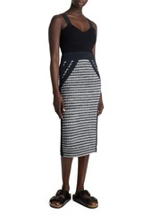 St. John Collection Bicolor Mixed Knit Midi Dress