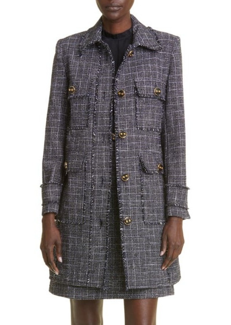 St. John Collection Check Tweed Longline Jacket