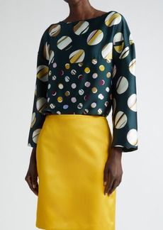 St. John Collection Collage Dot Colorblock Top