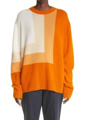 St. John Collection Colorblock Intarsia Cashmere Sweater in Oram Orange Multi at Nordstrom