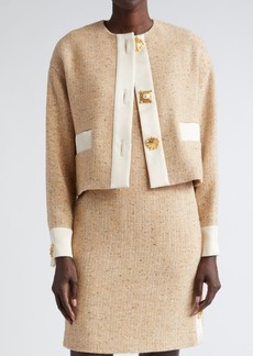 St. John Collection Crepe Trim Boxy Tweed Jacket