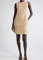 St. John Collection Crepe Trim Sleeveless Tweed Dress