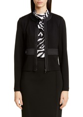 St. John Collection Defined Topstitching Milano Knit Jacket