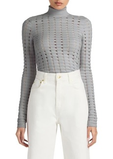 St. John Collection Dimensional Pointelle Stitch Turtleneck Sweater