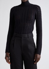 St. John Collection Dimensional Pointelle Stitch Turtleneck Sweater