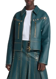 St. John Collection Embellished Leather Jacket
