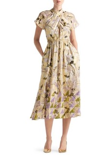 St. John Collection Geo Frieze Jacquard Wrap Neck Dress