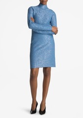 St. John Collection Iridescent Sequin Long Sleeve Back Cutout Sweater Dress