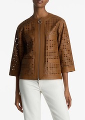 St. John Collection Laser Cut Leather Jacket