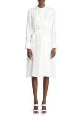 St. John Collection Leopard Jacquard Long Sleeve Shirtdress